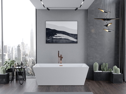 Mexen Lita freestanding bath 170 x 75 cm, white, overflow rose gold - 52121707500-60