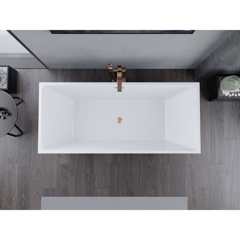 Mexen Lita Freestanding Bathtub 170 x 75 cm, White, Brushed Copper Overflow - 52121707500-65