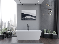 Mexen Lita freestanding bathtub 170 x 75 cm, white, brushed gun gray overflow - 52121707500-66