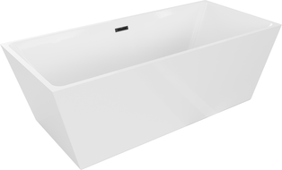 Mexen Lita freestanding bathtub 67 x 29.5 in, white, black overflow - 52121707500-70