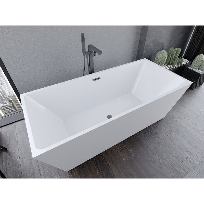 Mexen Lita free-standing bathtub 170 x 75 cm, white, gun metal overflow - 52121707500-95