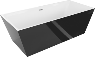 Mexen Lita freestanding bathtub 170 x 75 cm, white/black, chrome overflow - 52121707575-01
