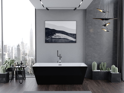 Mexen Lita freestanding bathtub 170 x 75 cm, white/black, chrome overflow - 52121707575-01