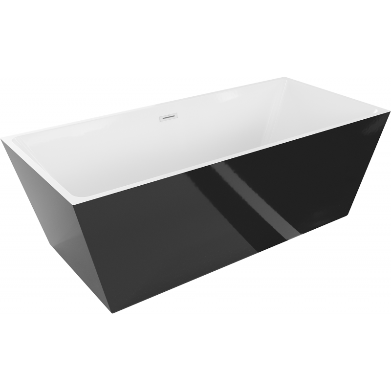 Mexen Lita freestanding bathtub 67 x 29.5 inches, white/black, white overflow - 52121707575-20
