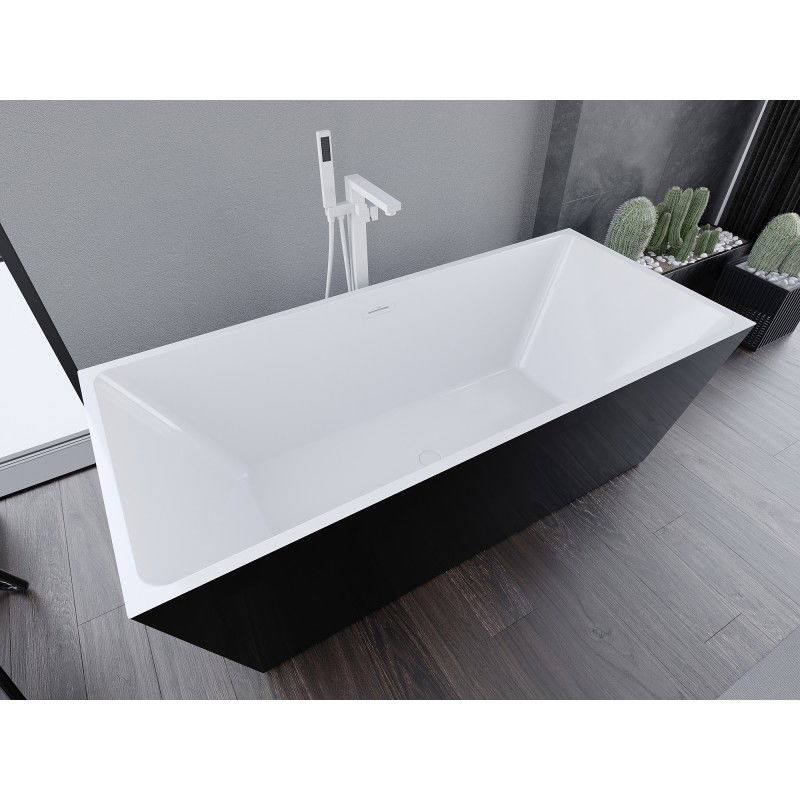 Mexen Lita 170 x 75 cm freestanding bathtub, white/black, white overflow - 52121707575-20