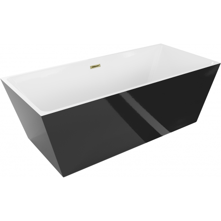Mexen Lita freestanding bathtub 170 x 75 cm, white/black, gold overflow - 52121707575-50