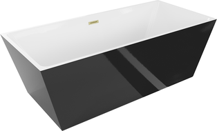 Mexen Lita freestanding bath 170 x 75 cm, white/black, brushed gold overflow - 52121707575-55