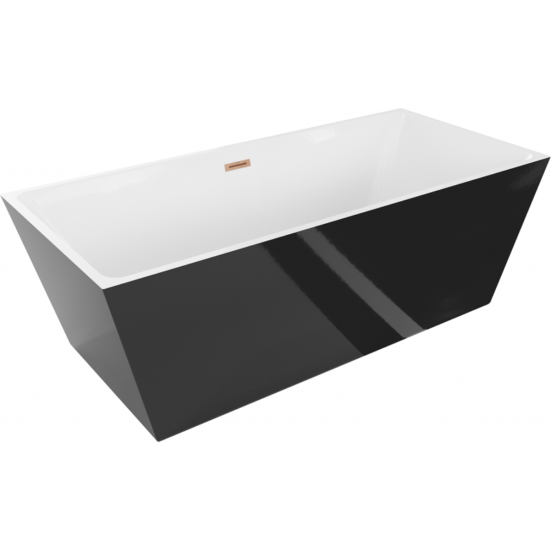 Mexen Lita freestanding bathtub 170 x 75 cm, white/black, brushed copper overflow - 52121707575-65