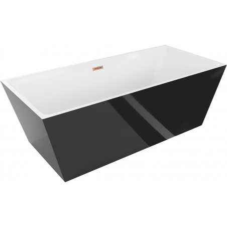 Mexen Lita freestanding bathtub 170 x 75 cm, white/black, brushed copper overflow - 52121707575-65