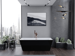 Mexen Lita freestanding bath 170 x 75 cm, white/black, brushed copper overflow - 52121707575-65