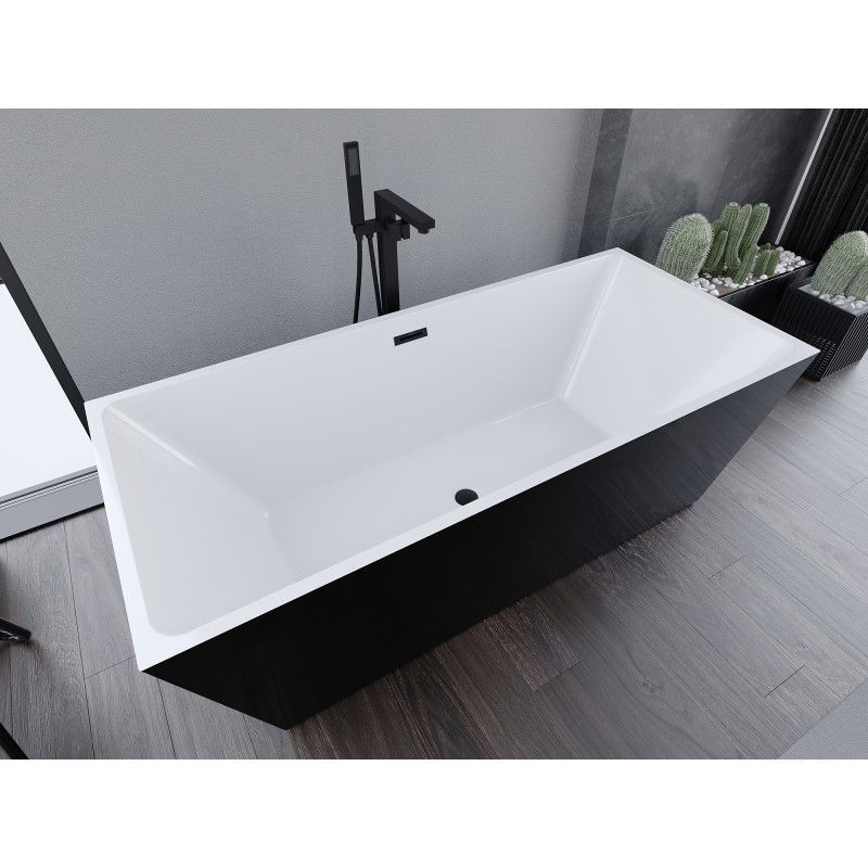Mexen Lita freestanding bathtub 170 x 75 cm, white/black, black overflow - 52121707575-70