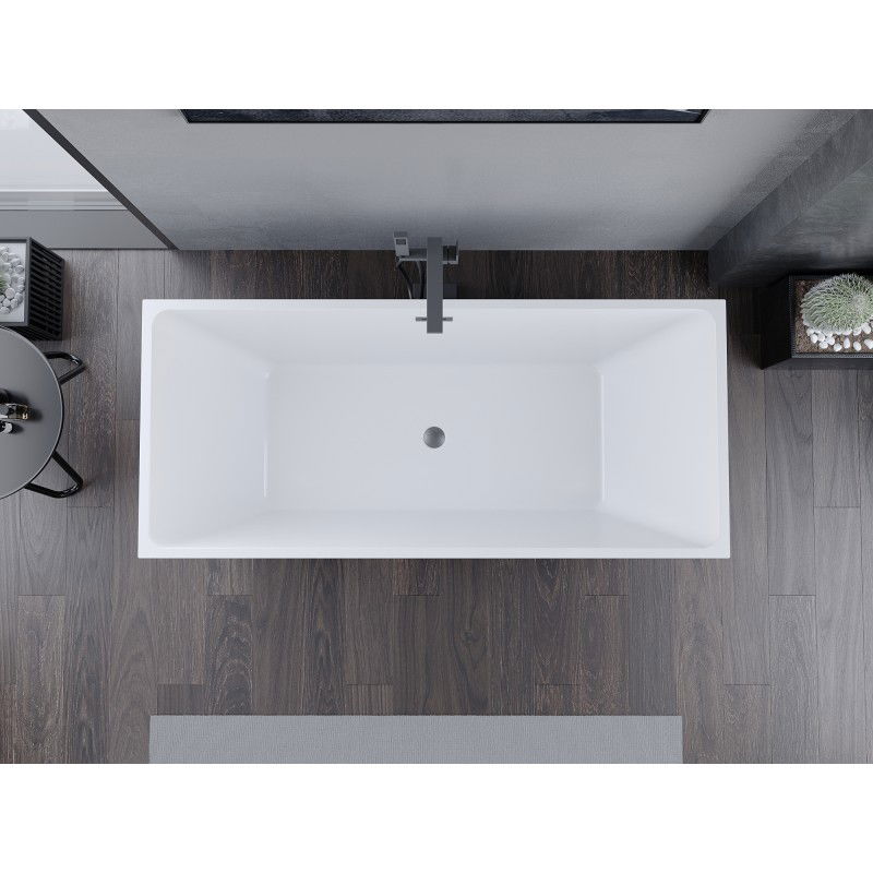 Mexen Lita freestanding bathtub 170 x 75 cm, white/black, overflow gun gray brushed - 52121707575-66