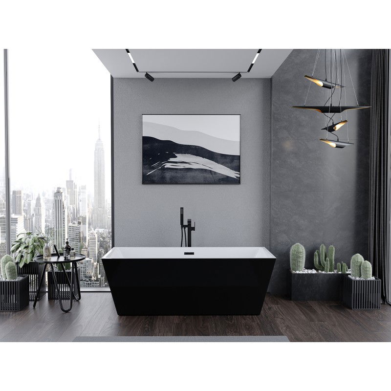 Mexen Lita freestanding bathtub 170 x 75 cm, white/black, black overflow - 52121707575-70