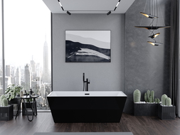 Mexen Lita freestanding bathtub 170 x 75 cm, white/black, black overflow - 52121707575-70