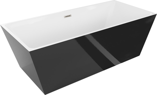 Mexen Lita freestanding bathtub 170 x 75 cm, white/black, brushed nickel overflow - 52121707575-97