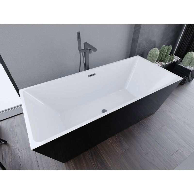 Mexen Lita freestanding bath 170 x 75 cm, white/black, overflow gun metal - 52121707575-95
