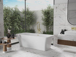 Mexen Tonia freestanding bathtub 67 x 29.5 inches, white, overflow gold - 52171707500-50