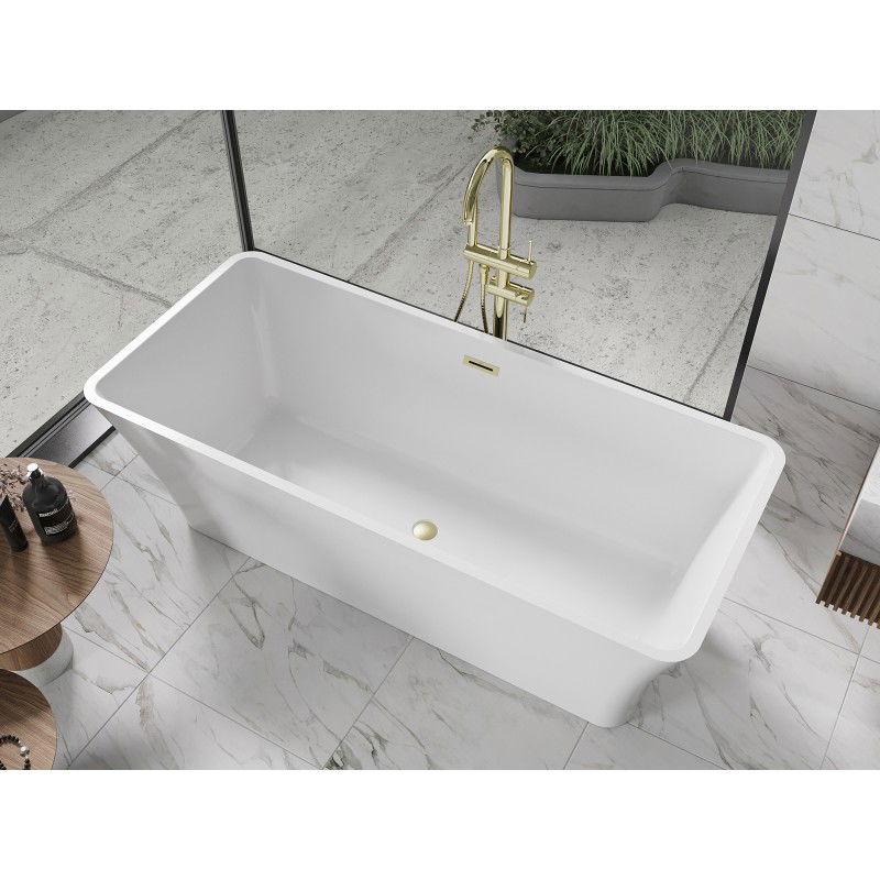 Mexen Tonia Freestanding Bath 170 x 75 cm, White, Brushed Gold Overflow - 52171707500-55
