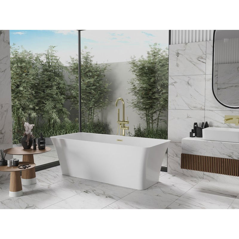Mexen Tonia Freestanding Bath 170 x 75 cm, White, Brushed Gold Overflow - 52171707500-55