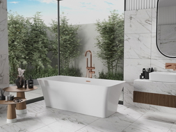 Mexen Tonia freestanding bath 170 x 75 cm, white, brushed copper overflow - 52171707500-65