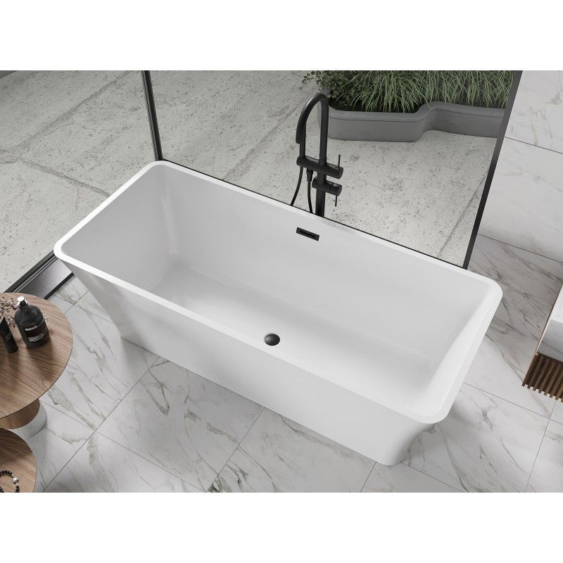 Mexen Tonia 170 x 75 cm Freestanding Bath, White, Black Overflow - 52171707500-70