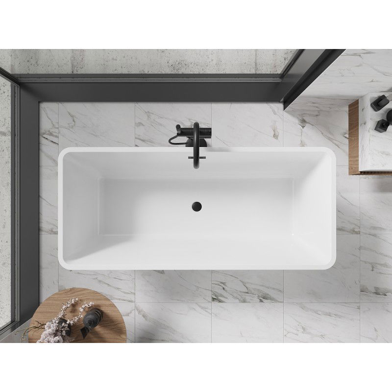 Mexen Tonia 170 x 75 cm Freestanding Bath, White, Black Overflow - 52171707500-70