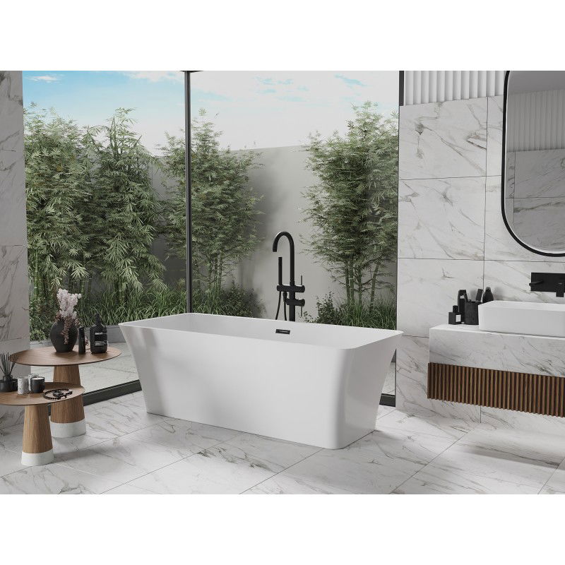 Mexen Tonia 170 x 75 cm Freestanding Bath, White, Black Overflow - 52171707500-70