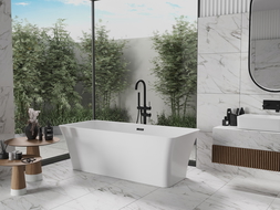 Mexen Tonia freestanding bathtub 67 x 29.5 inches, white, black overflow - 52171707500-70