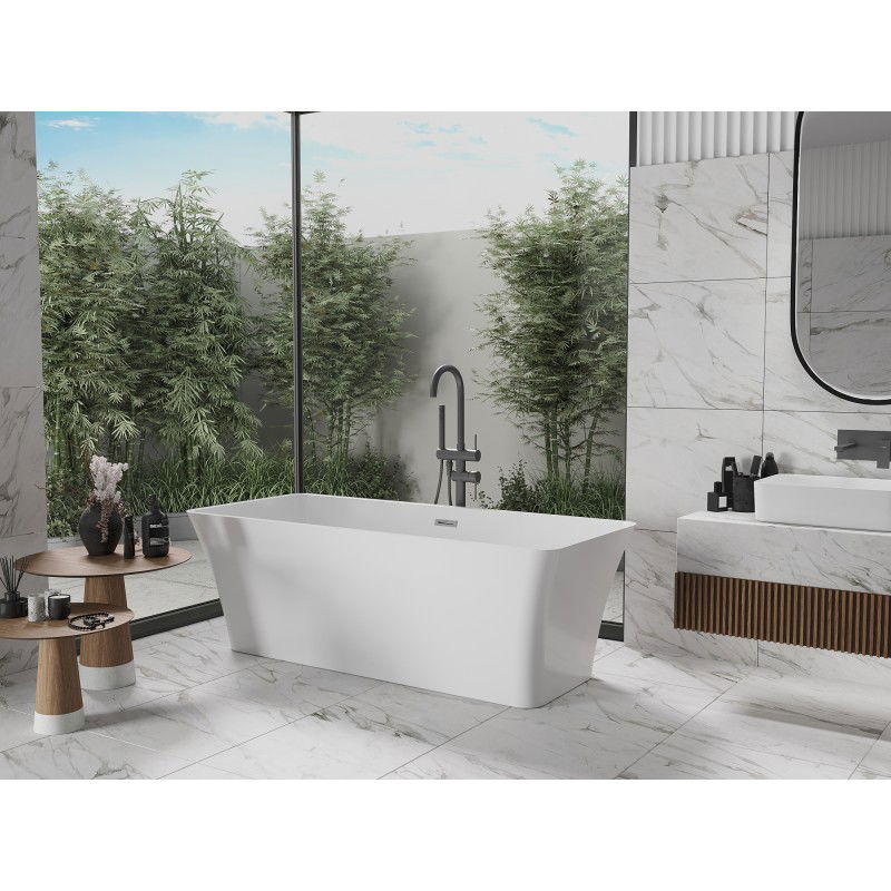Mexen Tonia 170 x 75 cm Freestanding Bath, White, Gun Metal Overflow - 52171707500-95