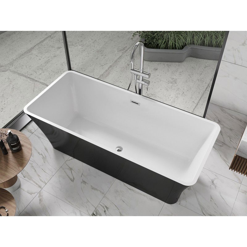 Mexen Tonia freestanding bath 170 x 75 cm, white/black, chrome overflow - 52171707575-01