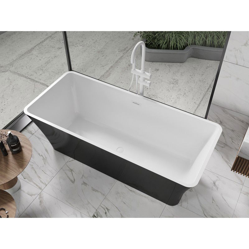 Mexen Tonia freestanding bath 170 x 75 cm, white/black, white overflow - 52171707575-20