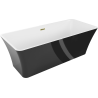 Mexen Tonia freestanding bathtub 67 x 29.5 inches, white/black, gold overflow - 52171707575-50