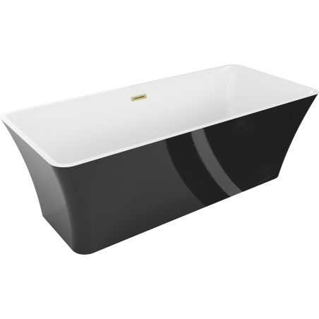Mexen Tonia freestanding bathtub 67 x 29 inches, white/black, brushed gold overflow - 52171707575-55