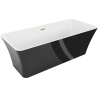 Mexen Tonia freestanding bathtub 67 x 29 inches, white/black, brushed gold overflow - 52171707575-55