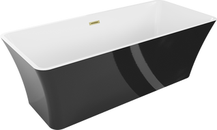 Mexen Tonia freestanding bathtub 67 x 29 inches, white/black, brushed gold overflow - 52171707575-55
