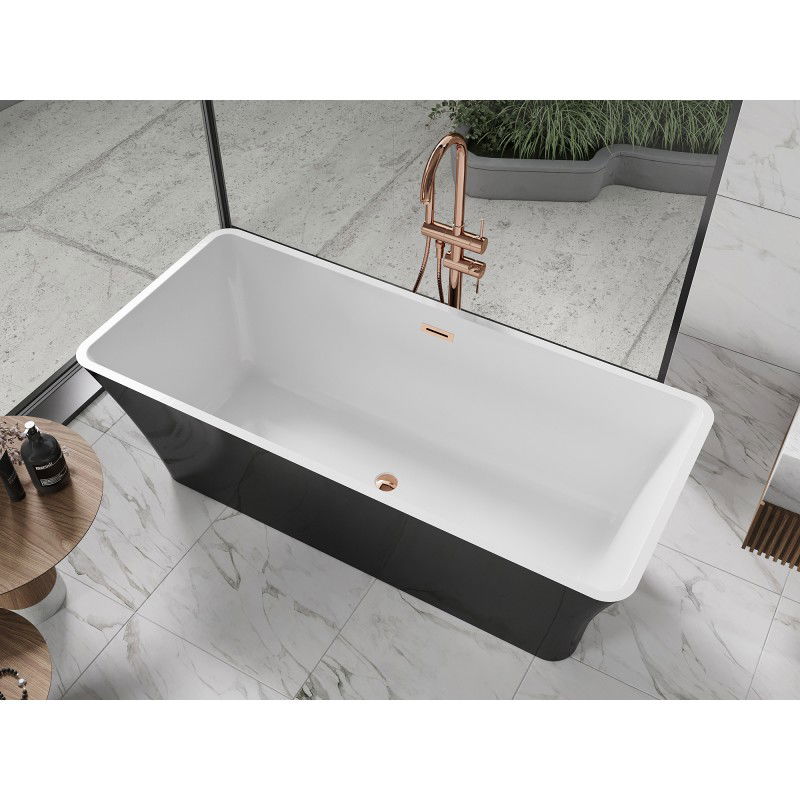 Mexen Tonia freestanding bath 170 x 75 cm, white/black, overflow rose gold - 52171707575-60
