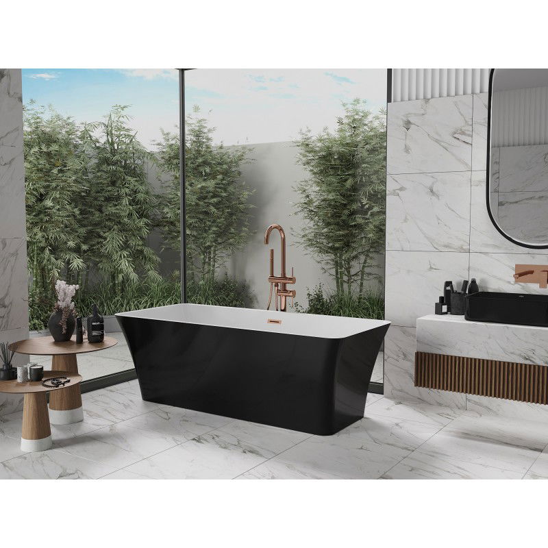 Mexen Tonia freestanding bath 170 x 75 cm, white/black, overflow rose gold - 52171707575-60