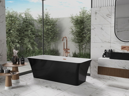 Mexen Tonia freestanding bath 170 x 75 cm, white/black, overflow rose gold - 52171707575-60