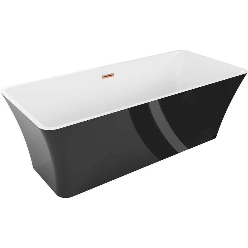 Mexen Tonia freestanding bathtub 67 x 29 inches, white/black, brushed copper drain - 52171707575-65