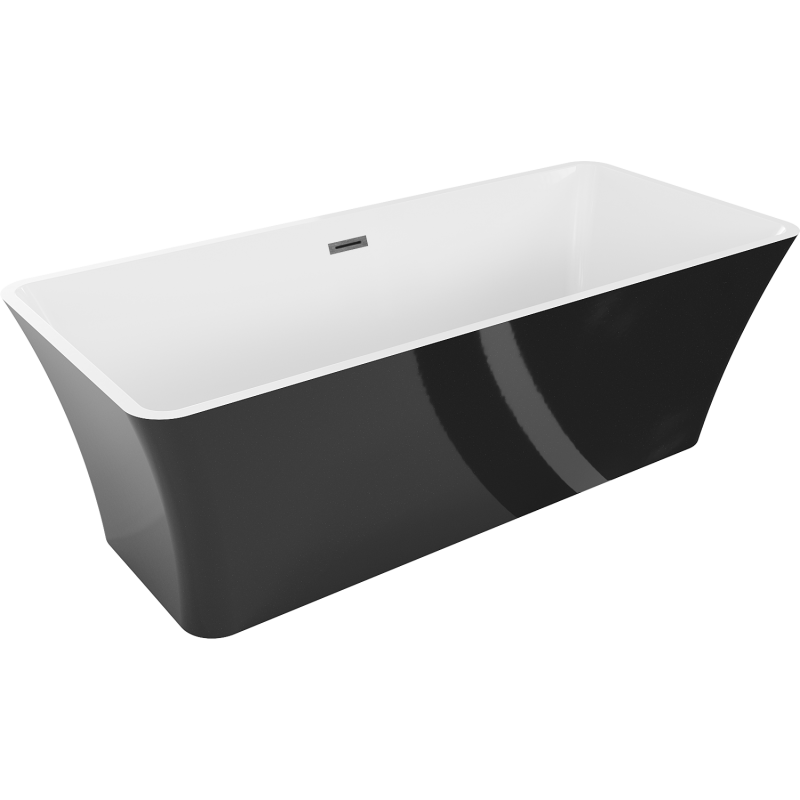 Mexen Tonia freestanding bath 170 x 75 cm, white/black, brushed gun gray overflow - 52171707575-66