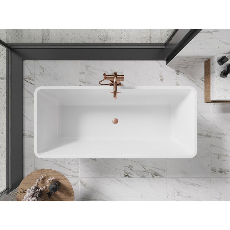 Mexen Tonia freestanding bath 170 x 75 cm, white/black, brushed copper overflow - 52171707575-65