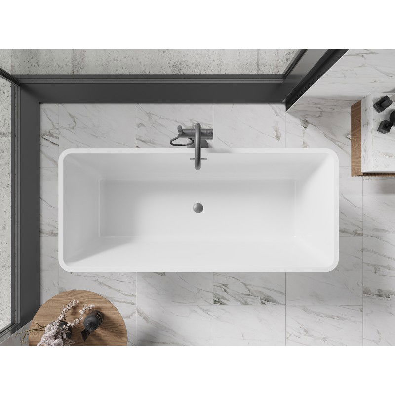 Mexen Tonia freestanding bath 170 x 75 cm, white/black, brushed gun gray overflow - 52171707575-66