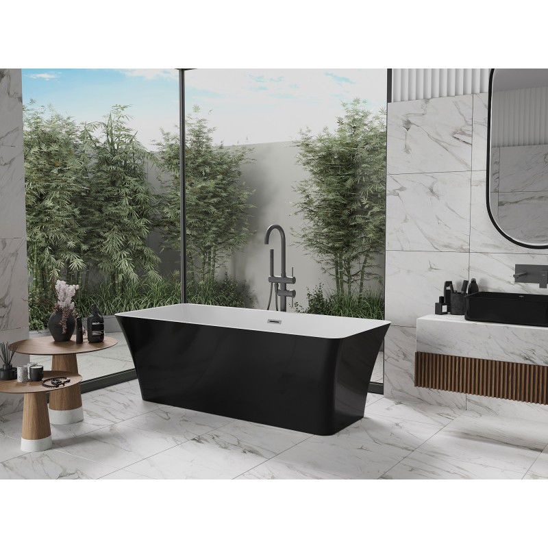 Mexen Tonia 170 x 75 cm Freestanding Bath, White/Black, Overflow Gun Metal - 52171707575-95