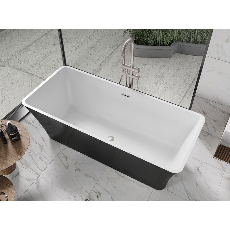 Mexen Tonia freestanding bathtub 170 x 75 cm, white/black, brushed nickel overflow - 52171707575-97
