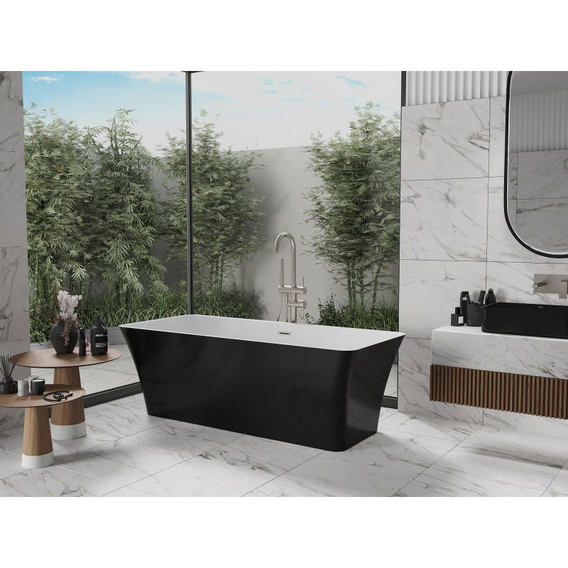 Mexen Tonia freestanding bathtub 170 x 75 cm, white/black, brushed nickel overflow - 52171707575-97