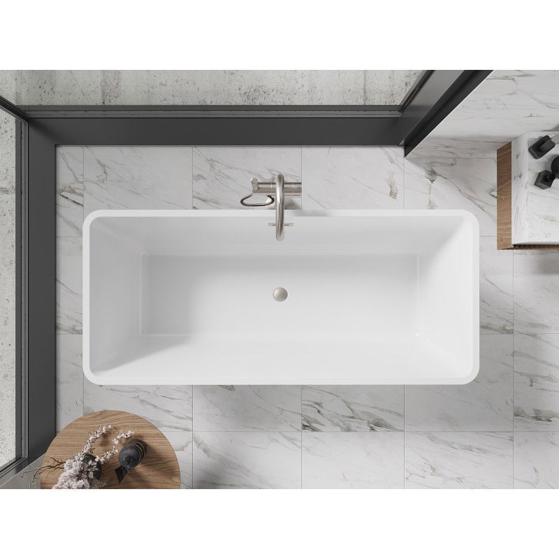 Mexen Tonia freestanding bathtub 170 x 75 cm, white/black, brushed nickel overflow - 52171707575-97