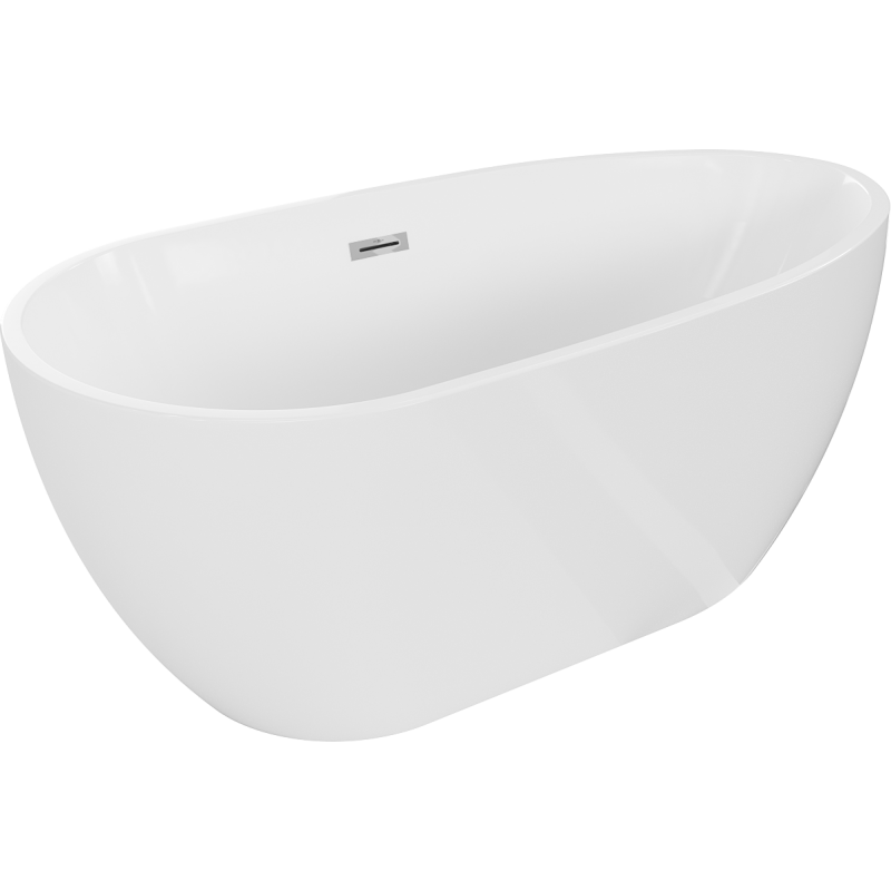 Mexen Eos freestanding bath 150 x 75 cm, white, chrome overflow - 52471507500-01