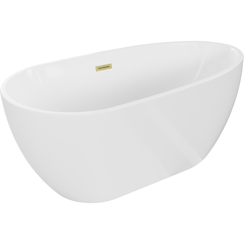Mexen Eos Freestanding Bath 150 x 75 cm, White, Brushed Gold Overflow - 52471507500-55