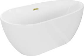 Mexen Eos Freestanding Bath 150 x 75 cm, White, Brushed Gold Overflow - 52471507500-55