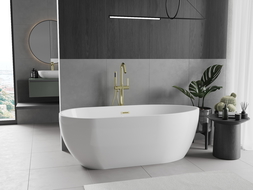 Mexen Eos freestanding bath 150 x 75 cm, white, gold overflow - 52471507500-50